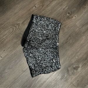 Black Sequin Low Rise Shorts